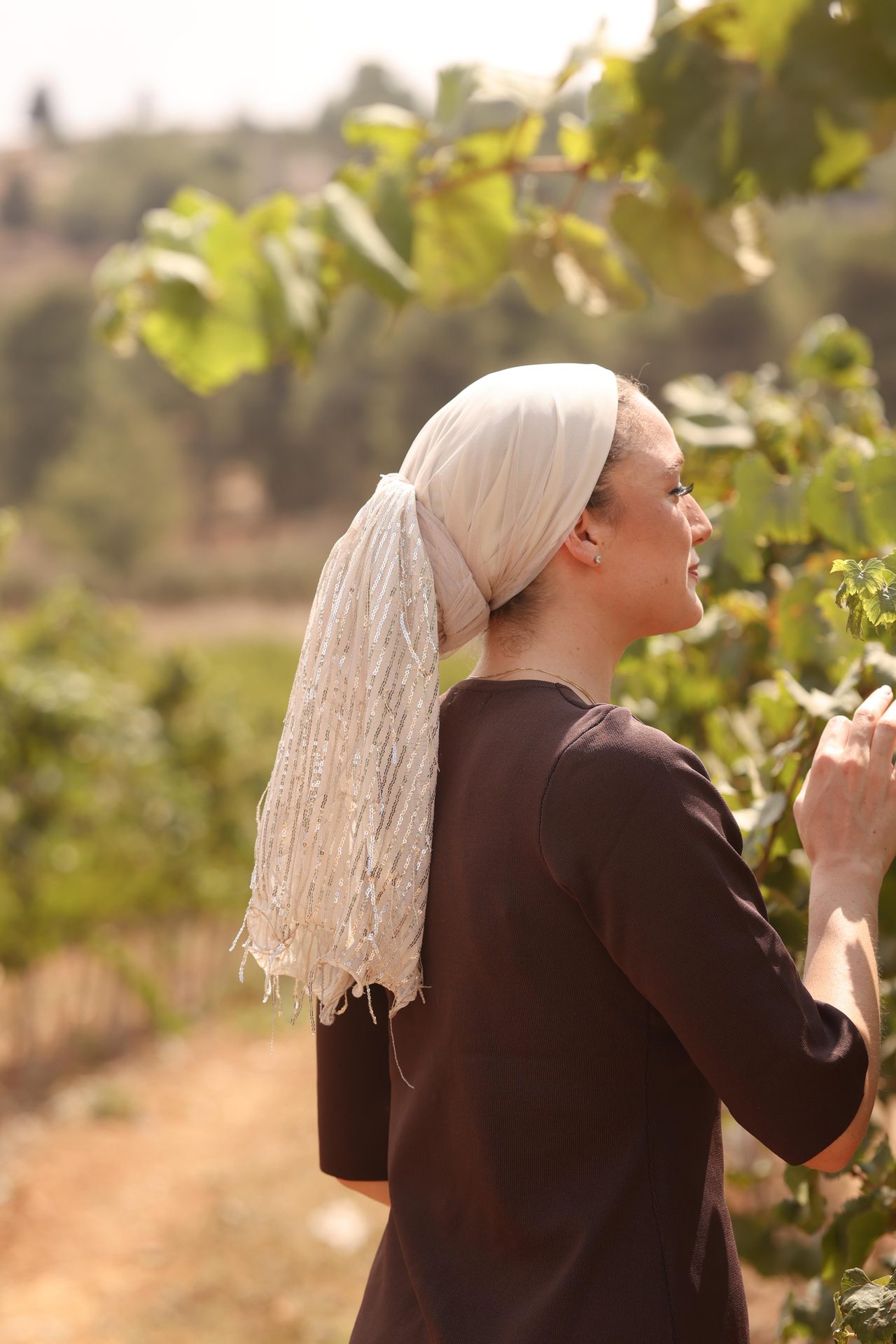 מטפחת מלבן בשילוב פייטים נופלים